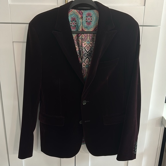 Haight and Ashbury Roxbury Velvet Blazer Burgandy - Picture 4 of 5